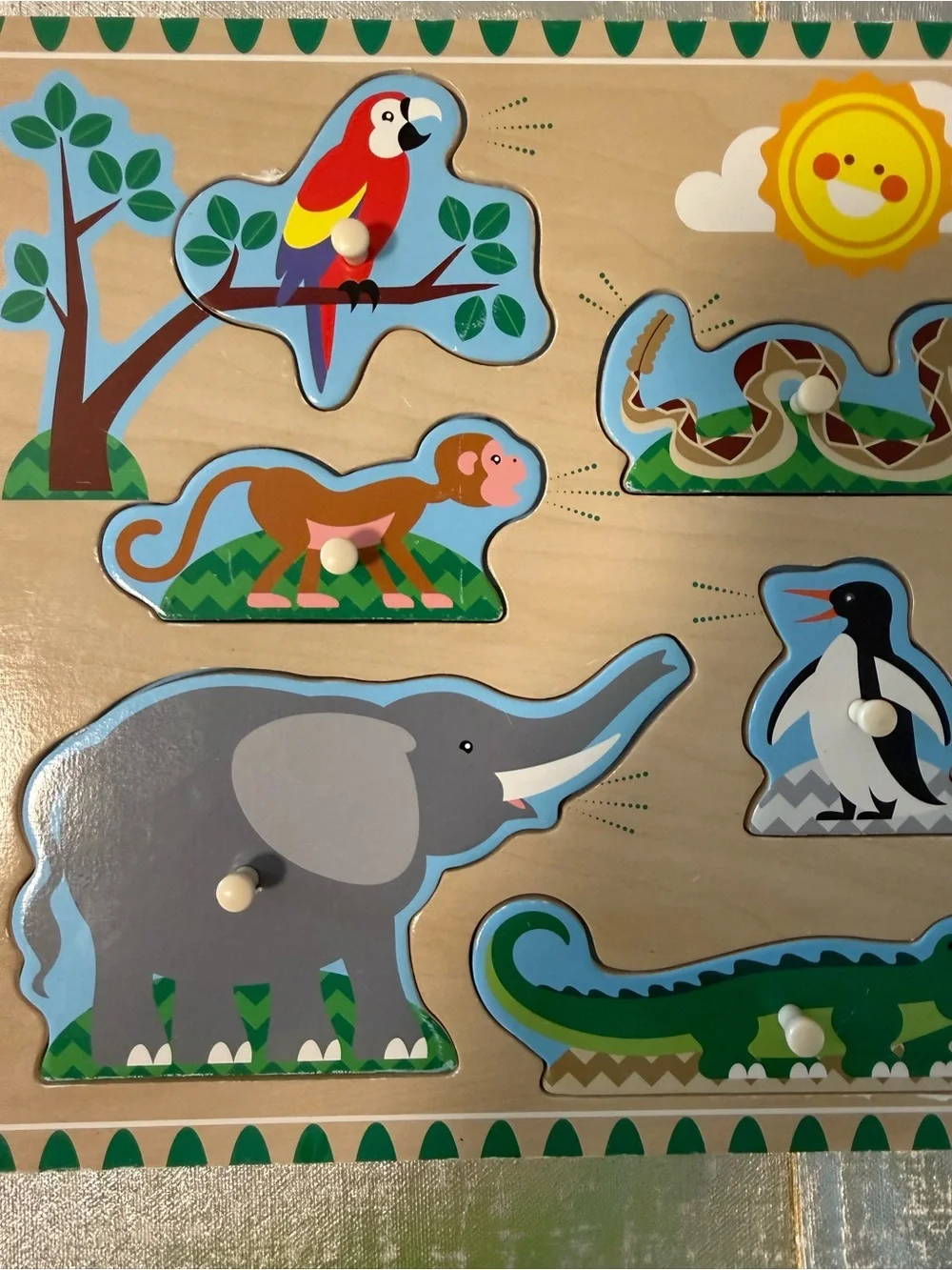 Melissa & Doug Wooden Farm Animals Peg Puzzle - Multi-Color